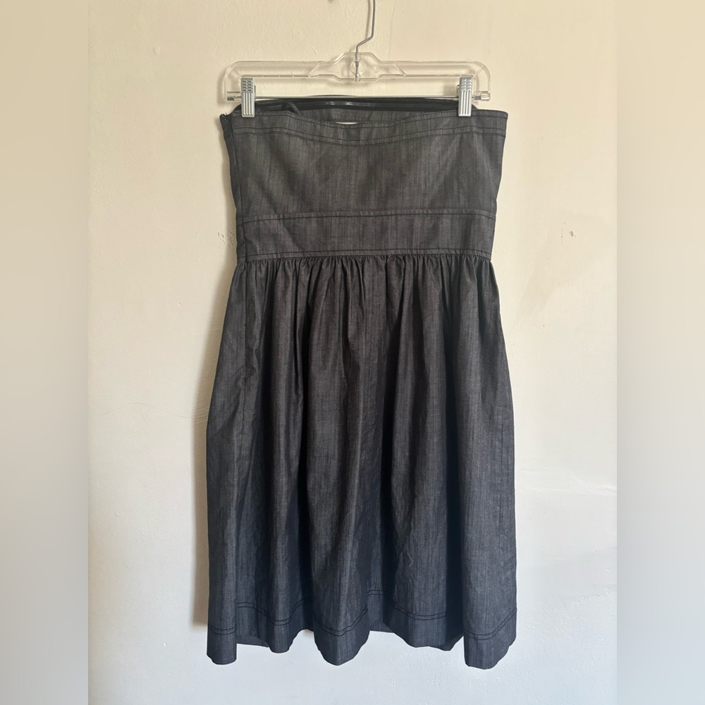 Calvin Klein Strapless Fit and Flare Chambray Dress Size 6 - Picture 3 of 8